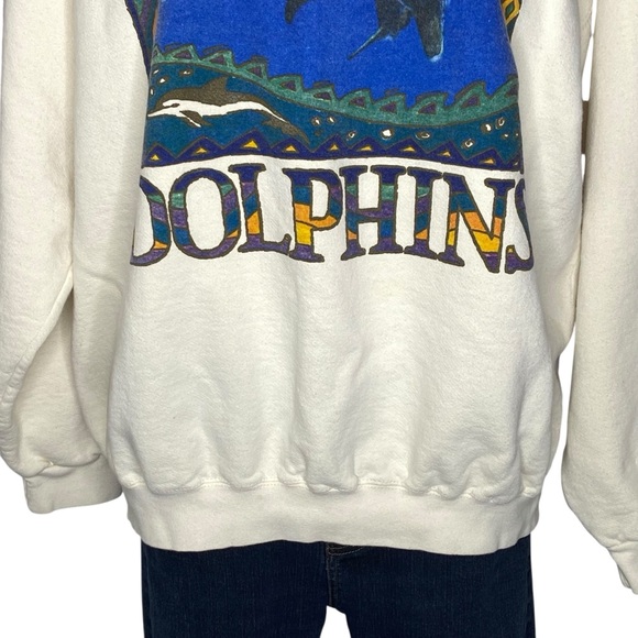 Vintage 90’s Laura Pike Dolphins Long Sleeve Crewneck Oversized Sweatshirt XL - Picture 4 of 10
